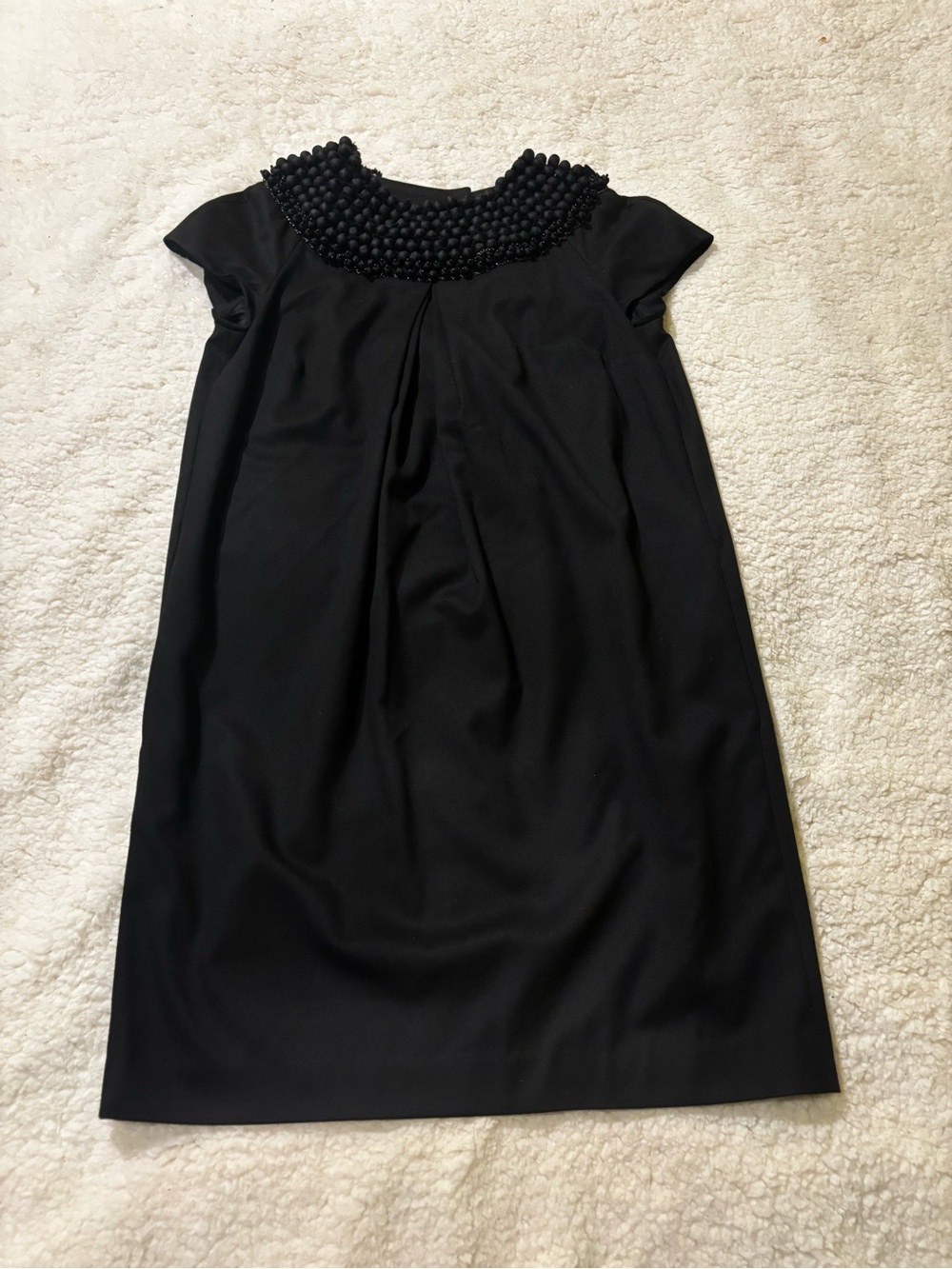 Black Beaded Neckline Shift Dress1638